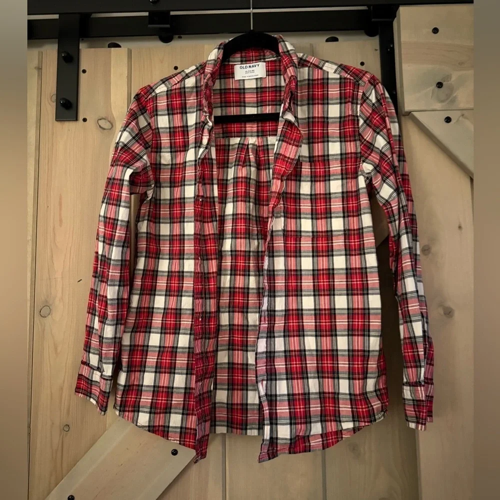 Old Navy Boys Christmas Plaid Shirt